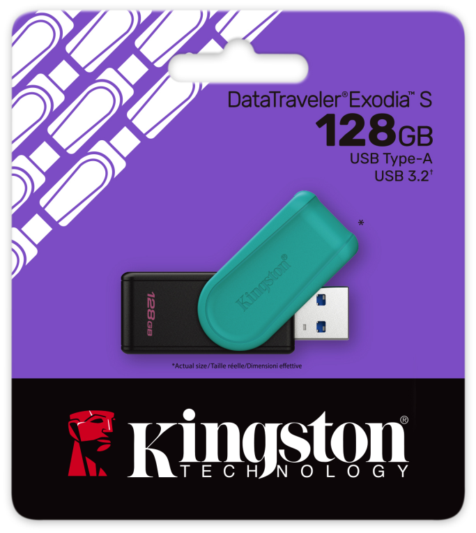 MEMORIA USB 3.2 KINGSTON 128GB DTXS/128GB BLACK/TURQUOISE - detalle