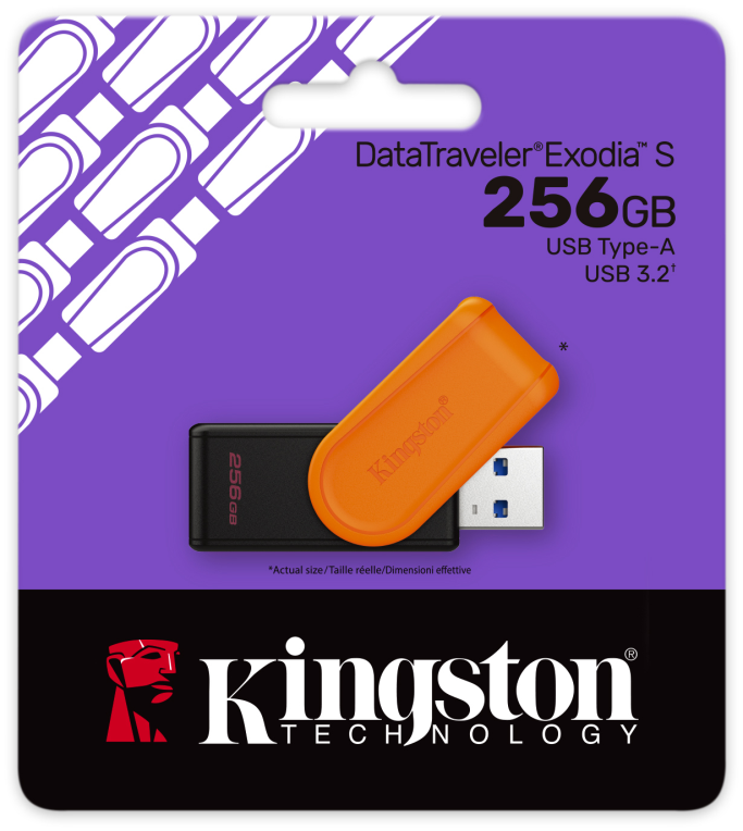 MEMORIA USB 3.2 KINGSTON 256GB DTXS/256GB BLACK/ORANGE - detalle