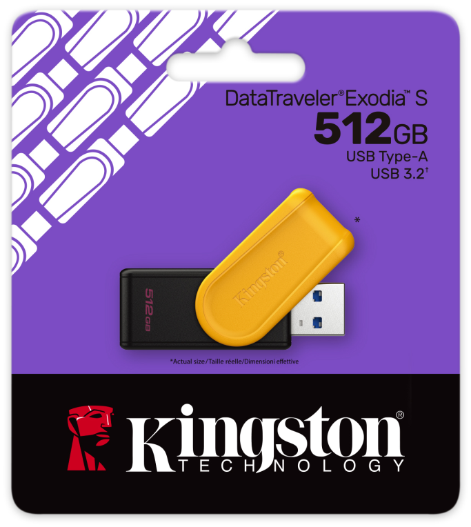 MEMORIA USB 3.2 KINGSTON 512GB DTXS/512GB BLACK/YELLOW - detalle