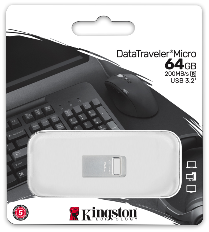 MEMORIA USB 3.2 KINGSTON 64GB DATATRAVELER MICRO 200MB METAL - detalle