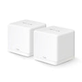 Sistema de malla Wi-Fi 6 Mercusys HALO H60X, doble banda 2.4 GHz y 5 GHz, con dos dispositivos blancos para toda la casa