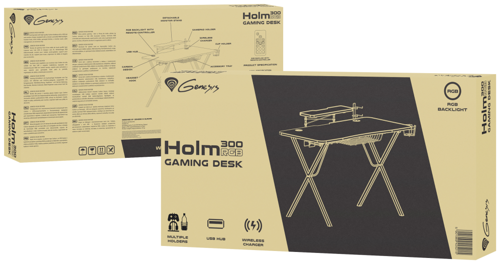 MESA GAMING GENESIS HOLM 300 RGB NEGRO CARBONO - detalle