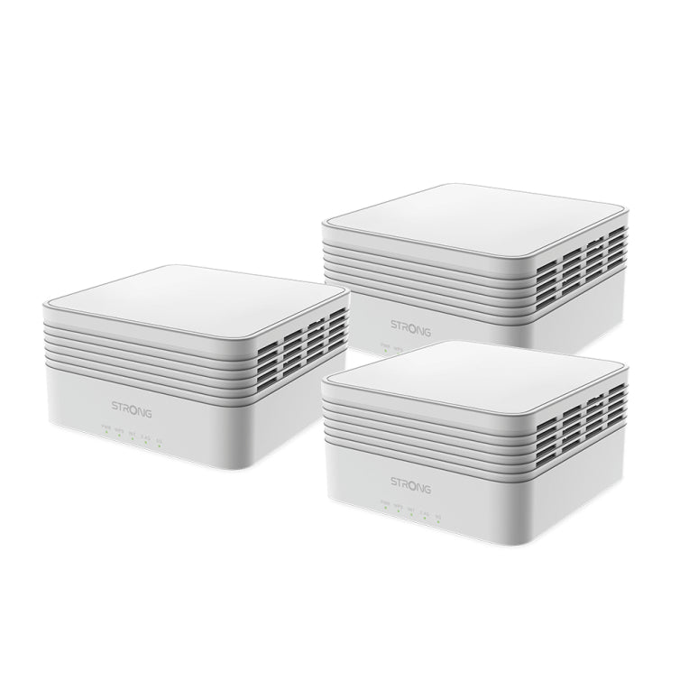 Strong MESHTRIAX3000 sistema Wi-Fi Mesh (Wi-Fi en malla) Doble banda (2.4 GHz / 5 GHz) Wi-Fi 6 (802.11ax) Blanco 3 Interno