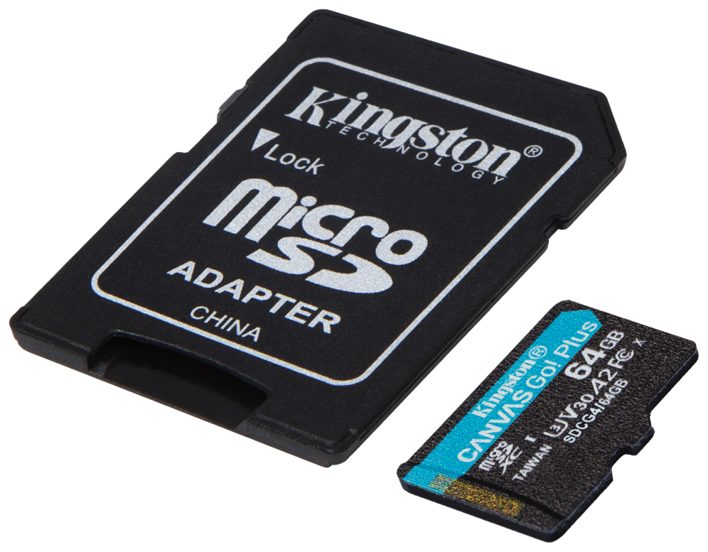 MICRO SD KINGSTON 64GB CANVAS GO PLUS U3 V30 CON ADAPTADOR - detalle