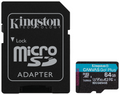 MICRO SD KINGSTON 64GB CANVAS GO PLUS U3 V30 CON ADAPTADOR