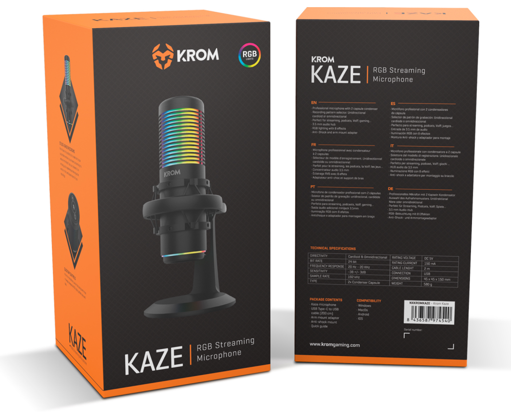 MICROFONO KROM KAZE STREAMING RGB - detalle
