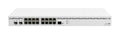 Router Mikrotik CCR2004-16G-2S+ con puertos Gigabit Ethernet en color blanco, diseño compacto y profesional.