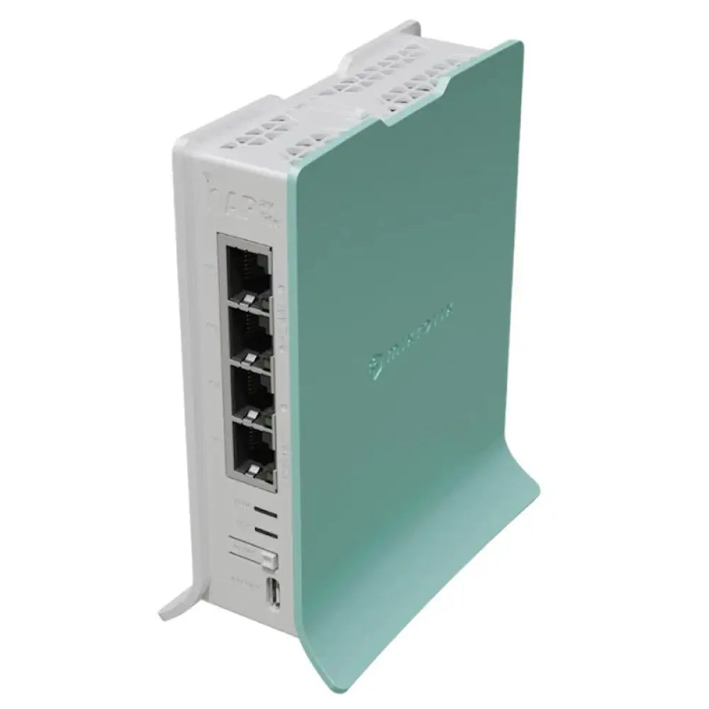 Punto de acceso Mikrotik hAP ax lite Router WiFi6 con 4 puertos GbE y conectividad de 2.4GHz.