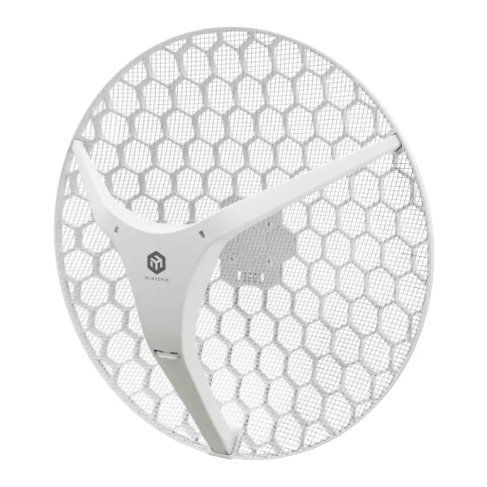 Antena Mikrotik LHG XL 5ax CPE WiFi6 de 27dBi para puntos de acceso con alcance de 30 km, en color blanco.