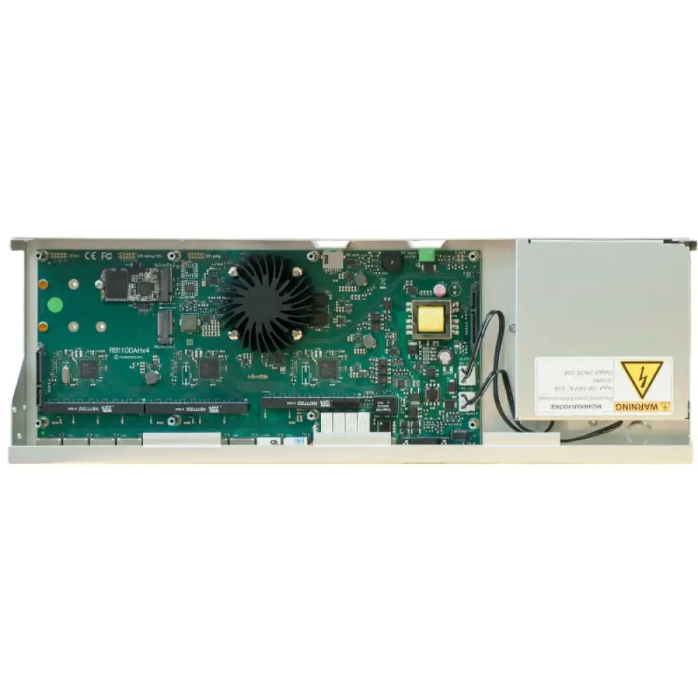 Router con cable MikroTik RB1100AHx4 Dude, 13 puertos Gigabit, diseño compacto y avanzado para redes profesionales.