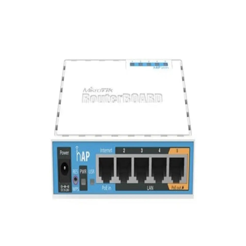 Punto de acceso MikroTik RB951Ui-2nD hAP con puerto Ethernet y antena de 2.4 GHz para redes inalámbricas confiables