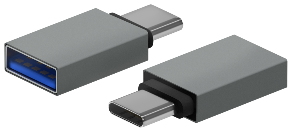 MINI ADAPTADOR AISENS ALUMINIO USB 3.2 GEN1 3A USB-C/M-A/H GRIS