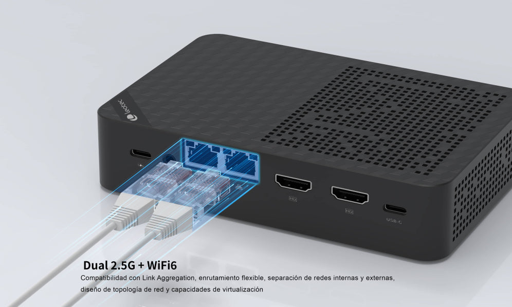MINI PC LEOTEC NAS SERVER INTEL N150 12GB LPDDR5 + 64GB eMMC + 512GB NVME + 3x22 - detalle