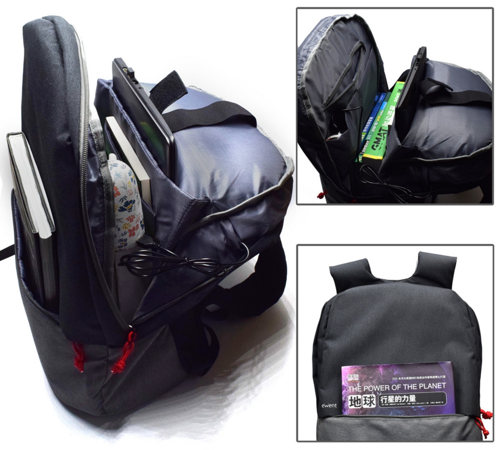 MOCHILA EWENT CON PUERTO DE CARGA 17.3'' NEGRA - detalle