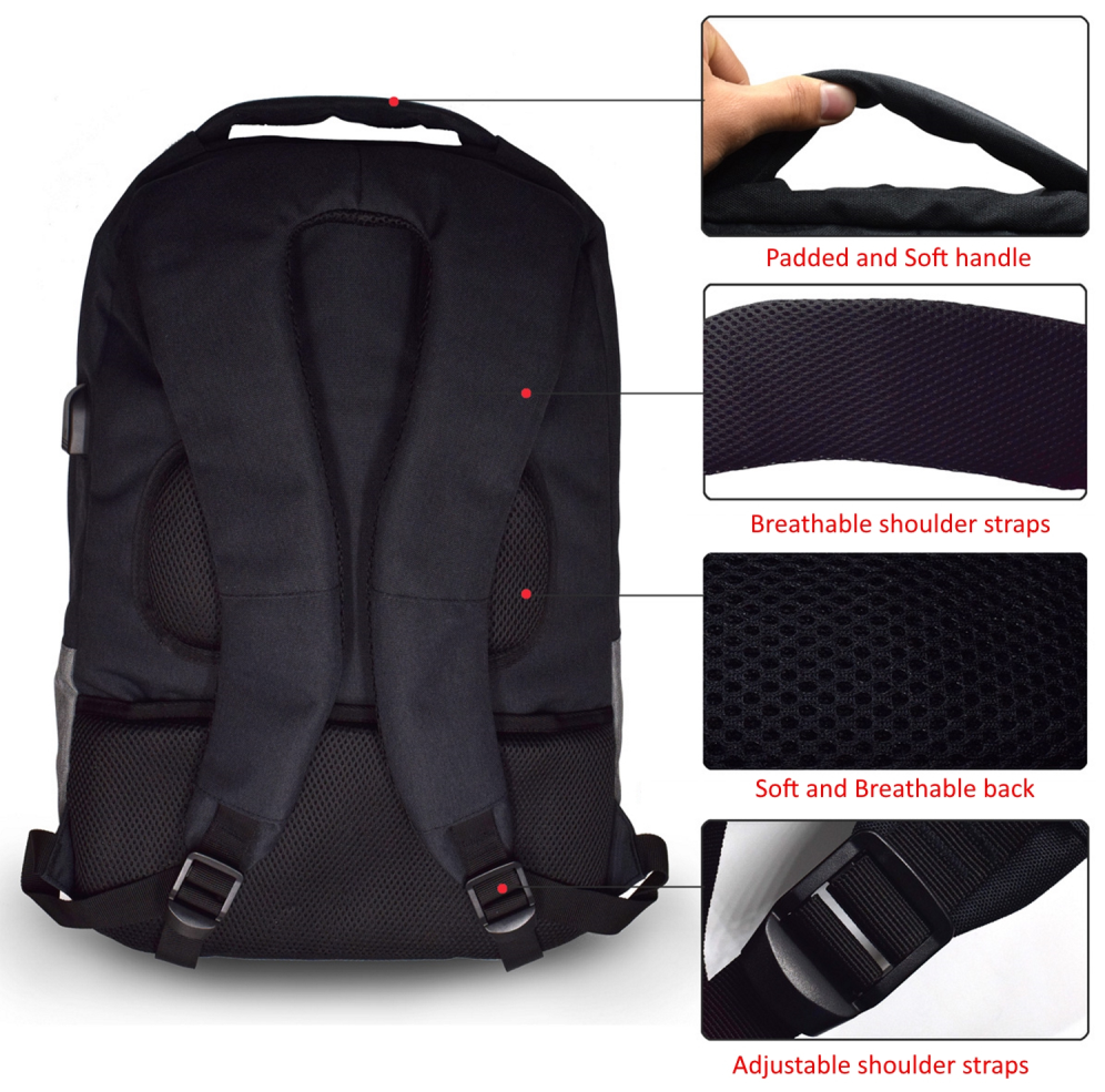 MOCHILA EWENT CON PUERTO DE CARGA 17.3'' NEGRA - detalle