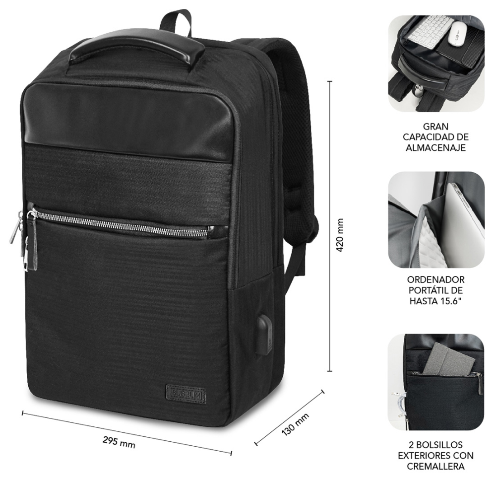 MOCHILA SUBBLIM BUSINESS V2 AP BACKPACK 16" BLACK - detalle