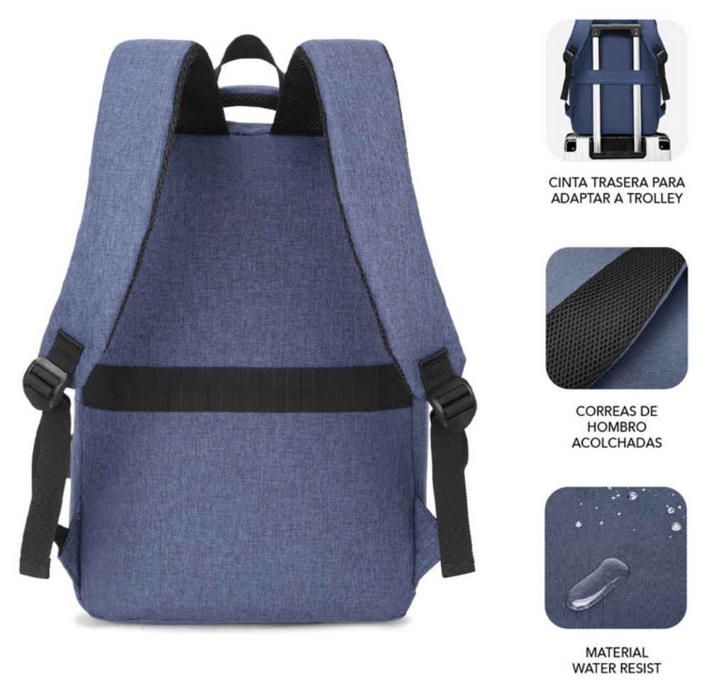 MOCHILA SUBBLIM CITY BACKPACK 15,6" BLUE - detalle