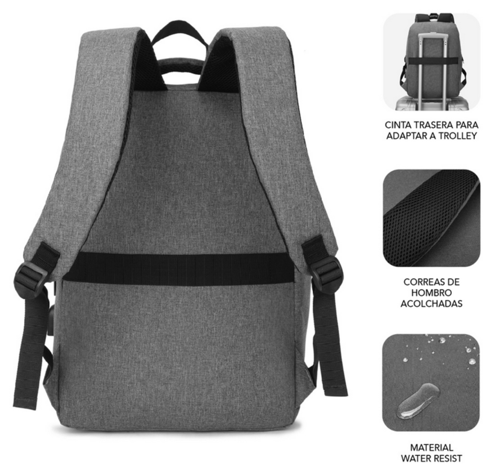 MOCHILA SUBBLIM CITY BACKPACK 15,6" GREY - detalle