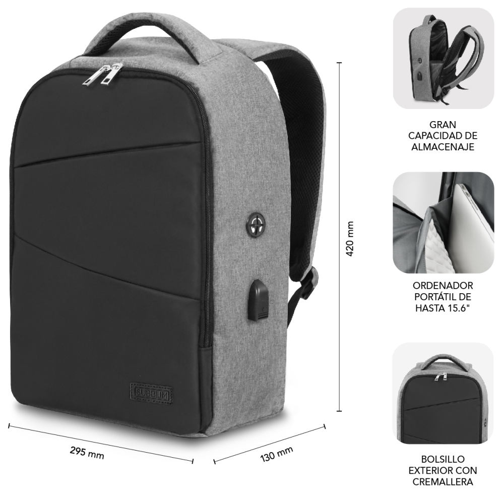 MOCHILA SUBBLIM SECURE V2 AP ANTITHEFT BACKPACK 16" BLACK - detalle