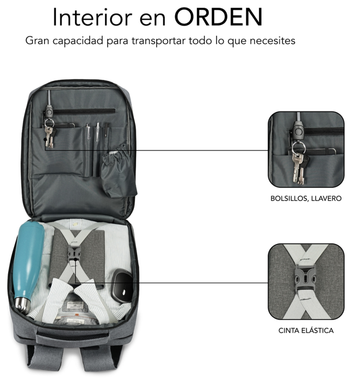 MOCHILA SUBBLIM TRAVELLER AIRPADDING BACKPACK 15,6" GREY - detalle