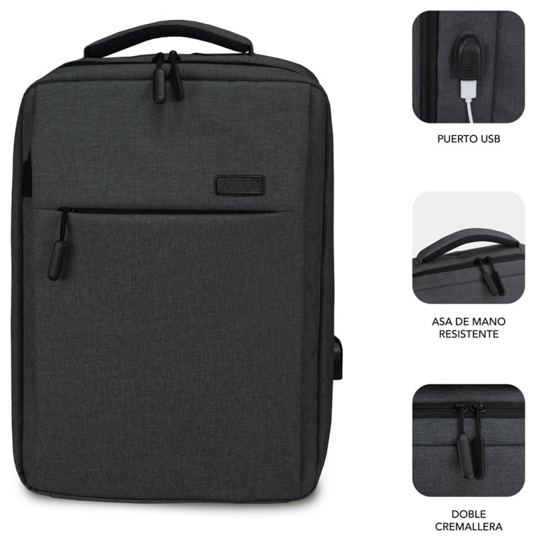 MOCHILA SUBBLIM TRAVELLER AIRPADDING BACKPACK 15,6" GREY - detalle