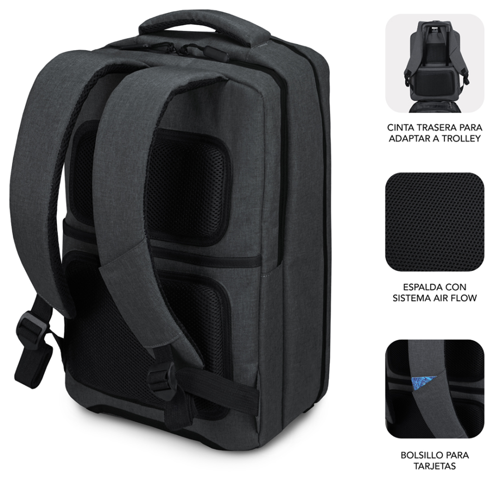 MOCHILA SUBBLIM TRAVELLER AIRPADDING BACKPACK 15,6" GREY - detalle