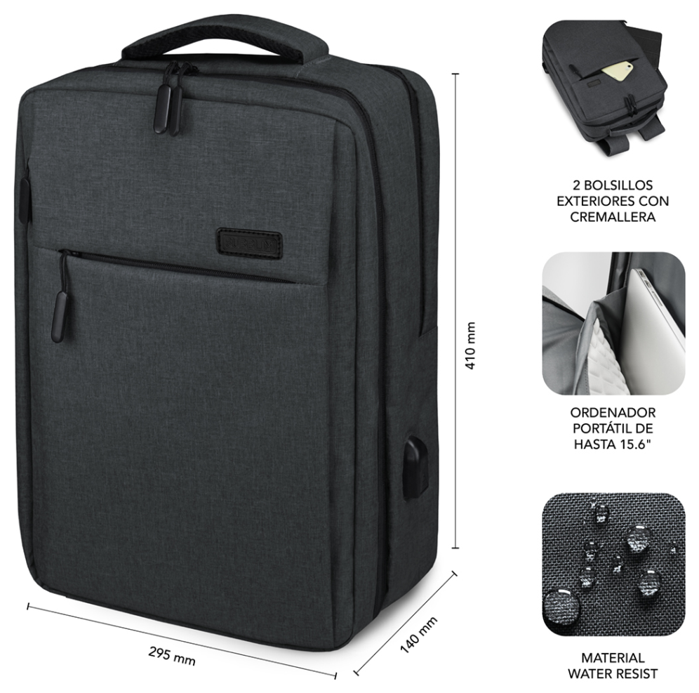 MOCHILA SUBBLIM TRAVELLER AIRPADDING BACKPACK 15,6" GREY - detalle