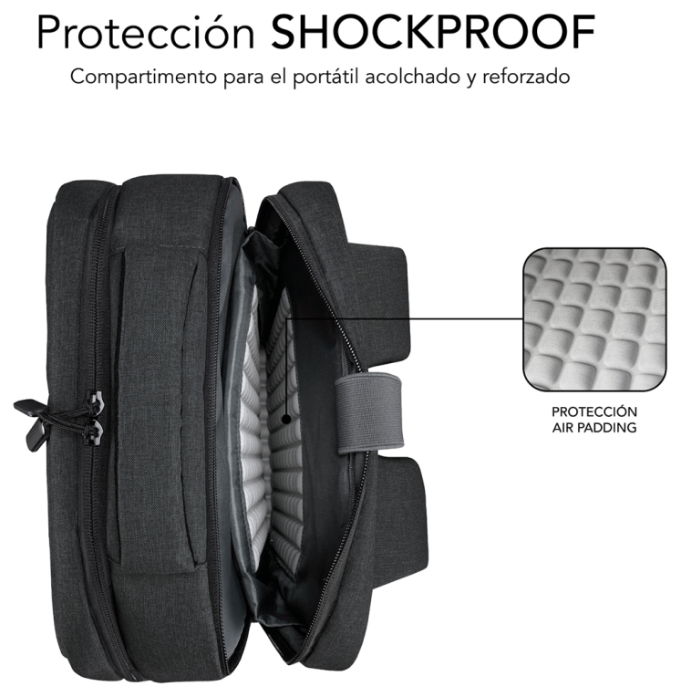 MOCHILA SUBBLIM TRAVELLER AIRPADDING BACKPACK 15,6" GREY - detalle