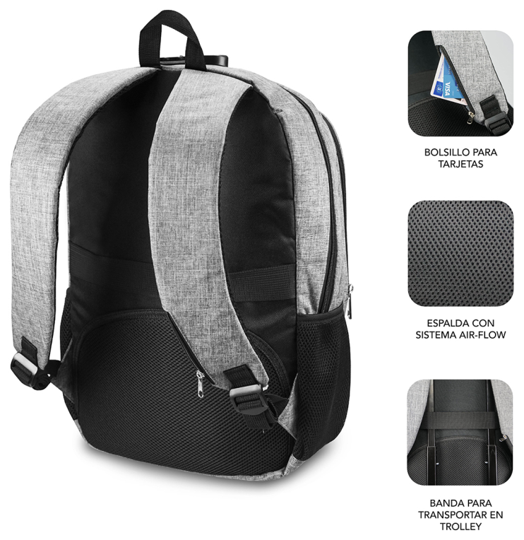 MOCHILA SUBBLIM URBAN LOCK BACKPACK 16" GREY - detalle