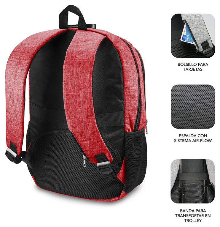 MOCHILA SUBBLIM URBAN LOCK BACKPACK 16" RED - detalle
