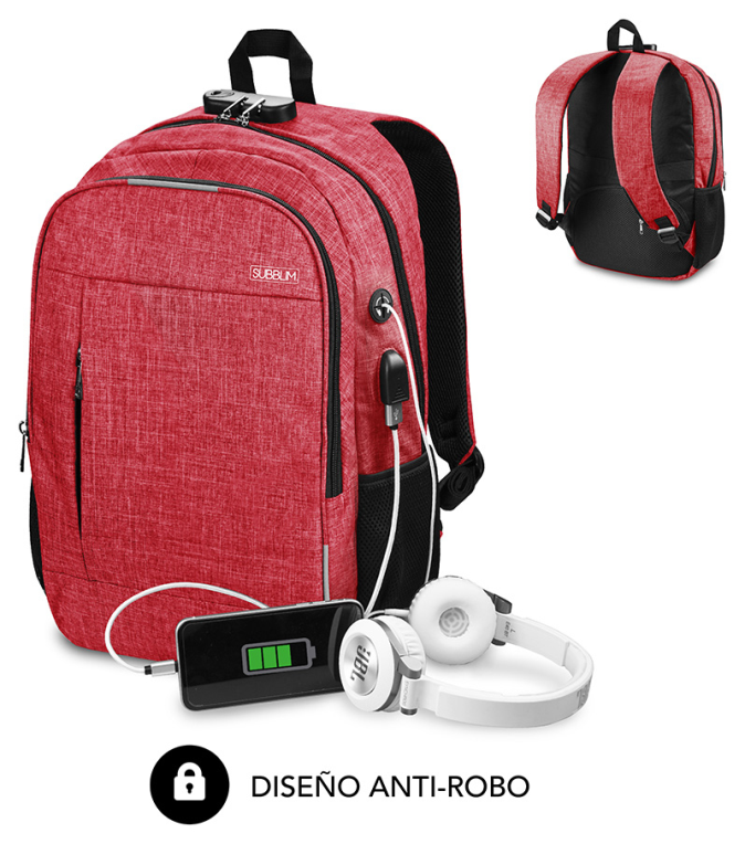 MOCHILA SUBBLIM URBAN LOCK BACKPACK 16" RED