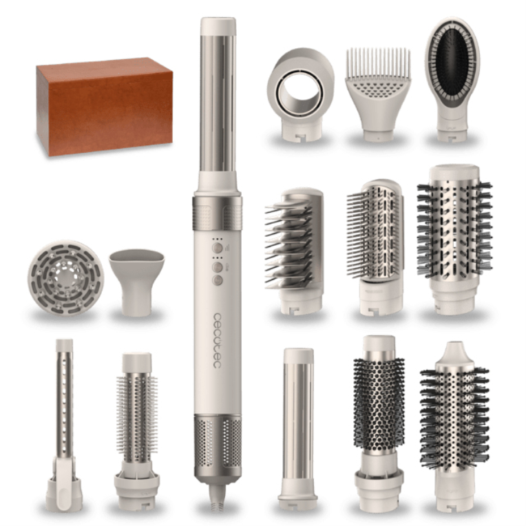Cecotec Bamba CeramicCare 14in1 Herramienta de peinado con múltiples accesorios Champán 1400 W 1.8 m
