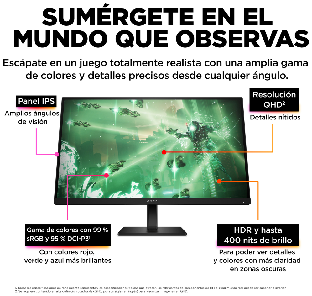 MONITOR HP OMEN 27Q QHD 27" HDMI - detalle