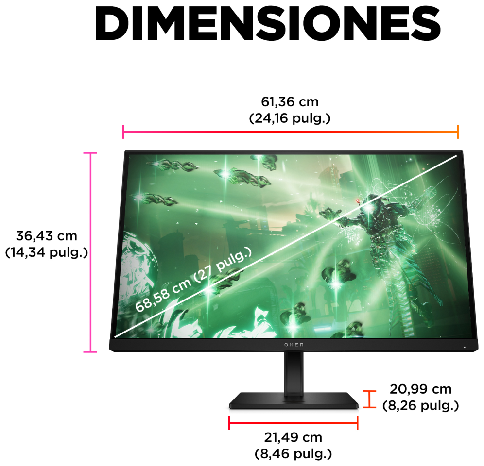 MONITOR HP OMEN 27Q QHD 27" HDMI - detalle