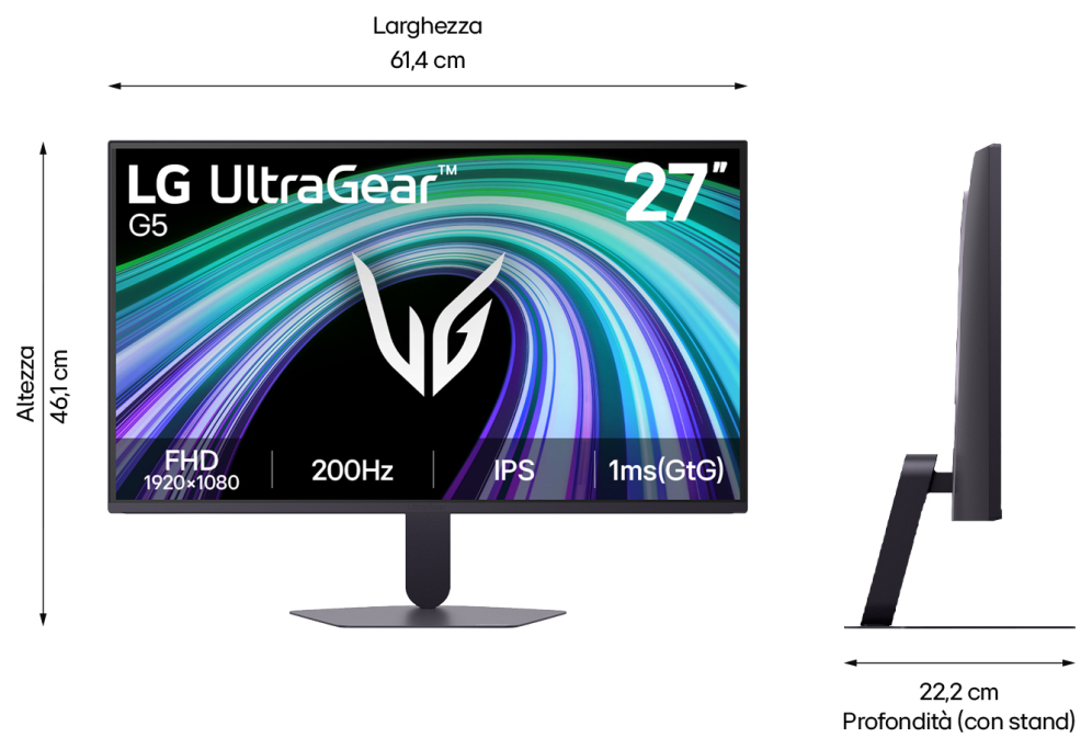 MONITOR LG 27G523B-B 27" FULLHD 200HZ IPS 1MS FREESYNC G-SYNC HDR10 GAMING - detalle