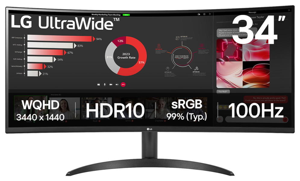 MONITOR LG 34WR50QK-B 34" ULTRAWIDE QHD 5MS NEGRO HDMI DP