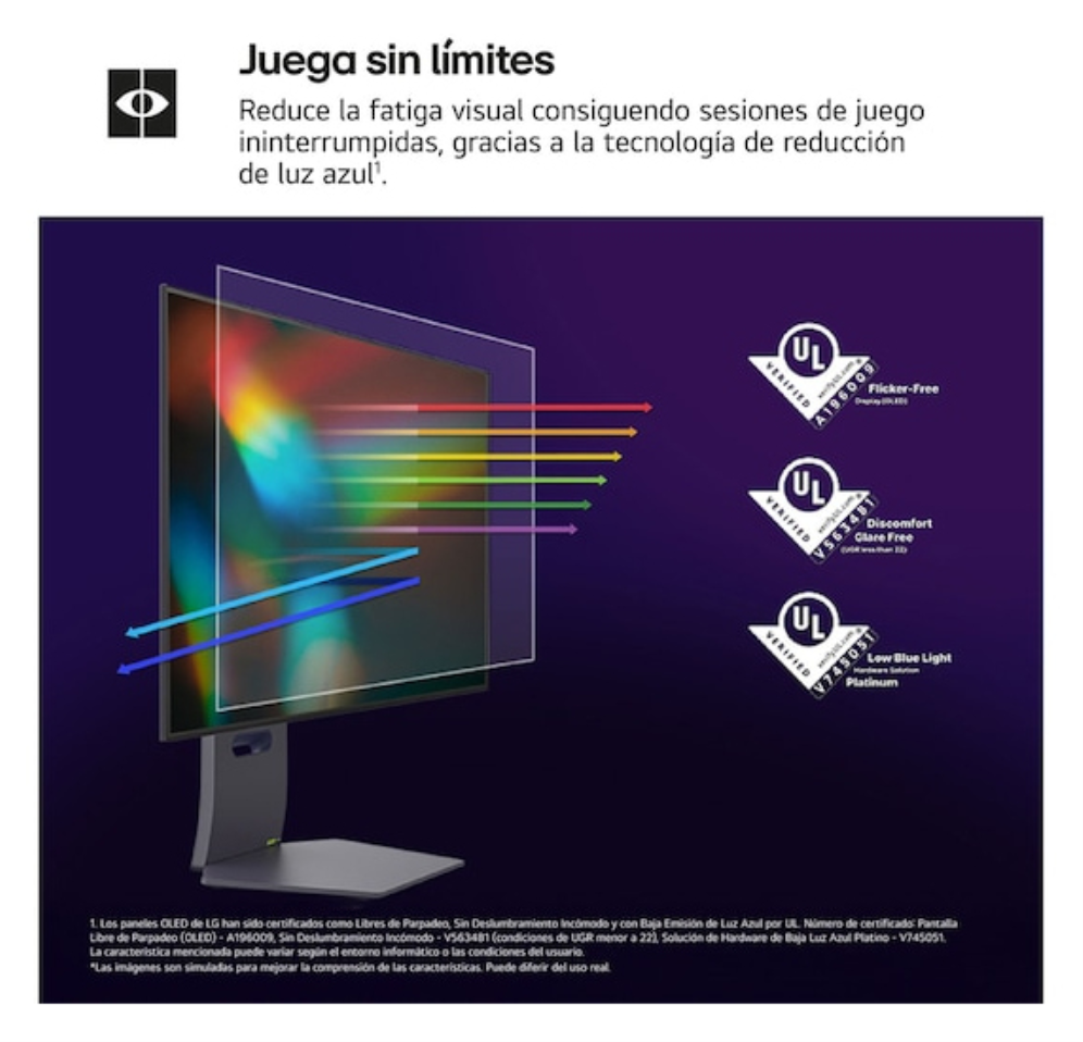 MONITOR LG ULTRAGEAR OLED 27GX704A-B 27" GAMING QHD 240HZ FREESYNC - detalle