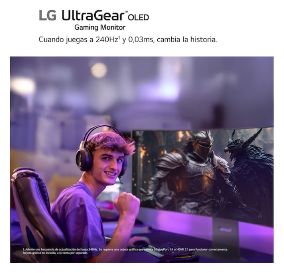 MONITOR LG ULTRAGEAR OLED 27GX704A-B 27" GAMING QHD 240HZ FREESYNC - detalle