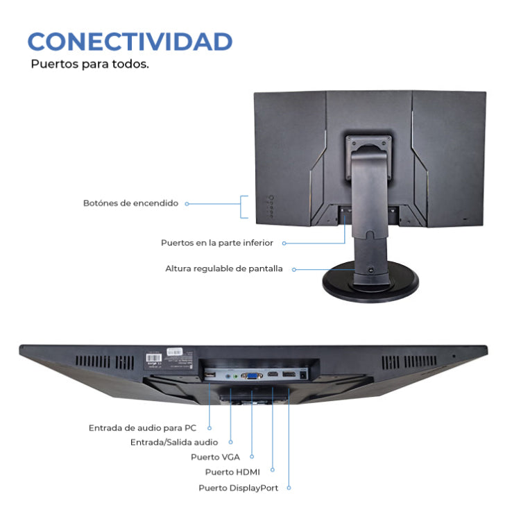MONITOR PUNTO INFORMATICO PIP2700V 27" FHD. PIVOTANTE, BASCULANTE Y OSCILANTE. POSICIÓN DE USO VERTICAL Y HORIZONTAL - detalle