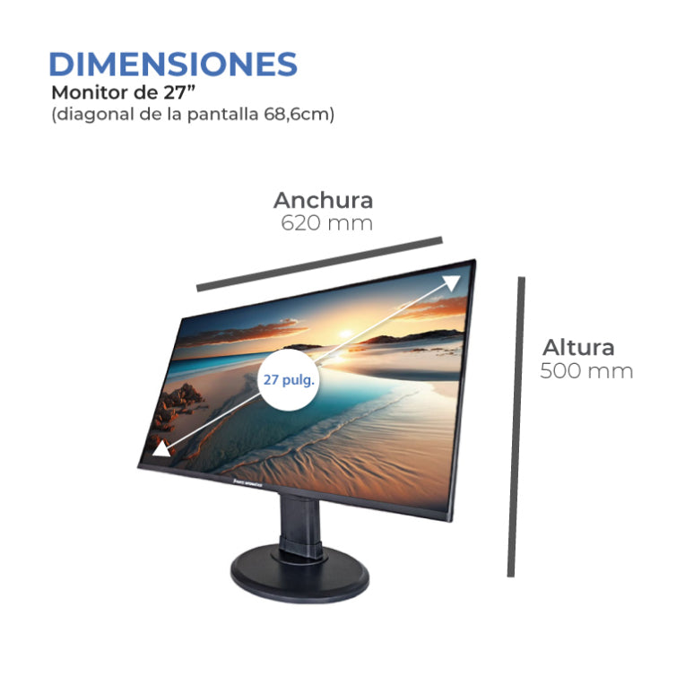 MONITOR PUNTO INFORMATICO PIP2700V 27" FHD. PIVOTANTE, BASCULANTE Y OSCILANTE. POSICIÓN DE USO VERTICAL Y HORIZONTAL - detalle