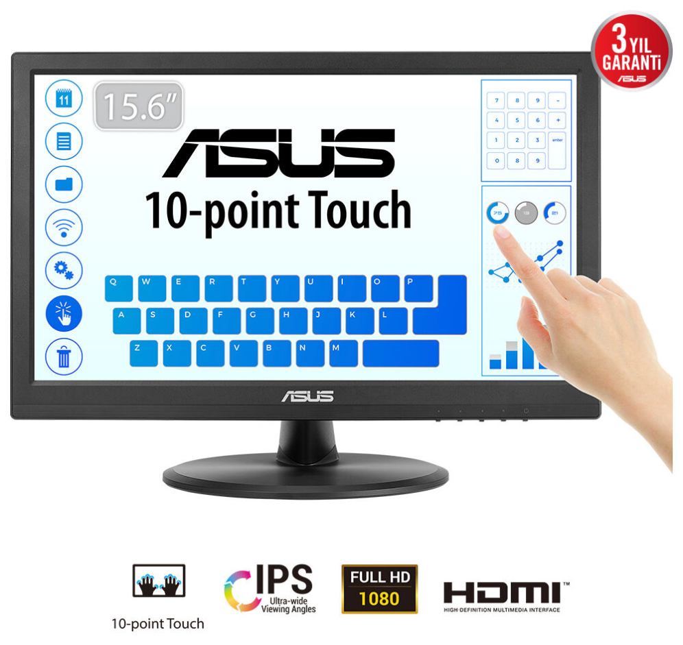 MONITOR TACTIL ASUS VT169HE 16" FHD IPS - detalle