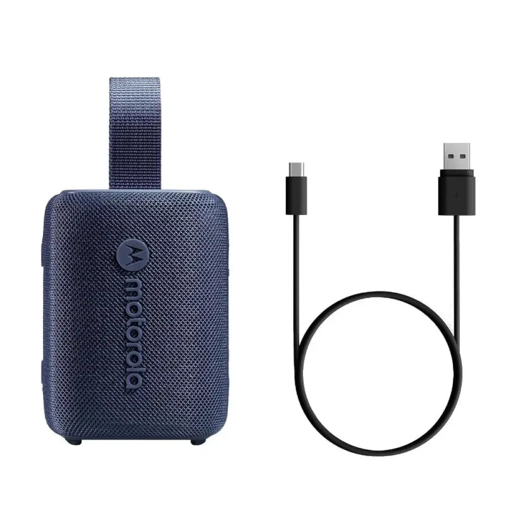 Altavoz portátil Motorola ROKR 300 azul con 7W, Bluetooth e IP67 resistente al agua y polvo.