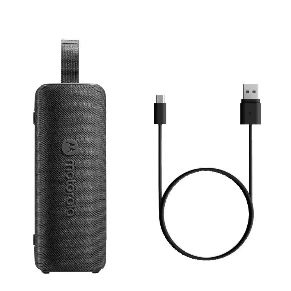 Altavoz portátil Motorola ROKR 600 negro, 30W, Bluetooth, resistente IP67, ideal para exteriores y uso en movimiento.