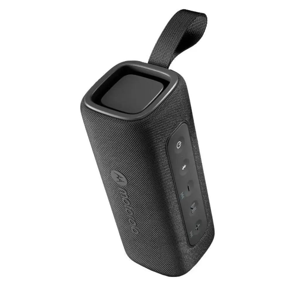 Altavoz portátil Motorola ROKR 600 negro, con 30W, Bluetooth, resistente al agua IP67 y diseño compacto para sonido potente.
