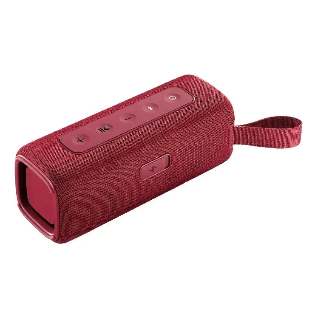 Altavoz portátil Motorola ROKR 600 rojo con 30W, Bluetooth y resistencia IP67, ideal para exteriores y uso en movimiento.