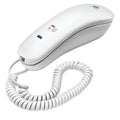 Teléfono fijo Motorola CT50 blanco con cable de 10 metros, diseño compacto y funcional para uso doméstico o de oficina.