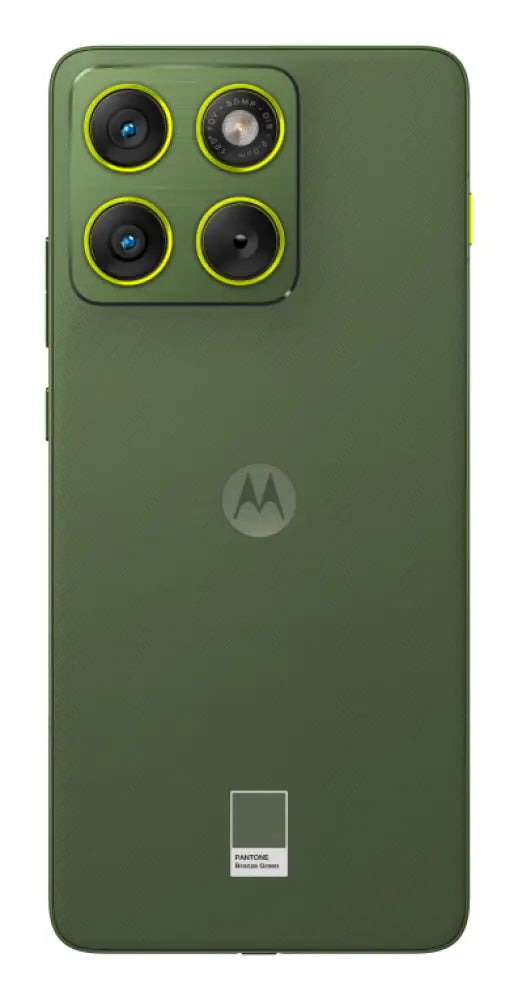 Teléfono Motorola Edge 70 en verde con pantalla de 6.7", doble SIM, 12 GB RAM, 512 GB, 5G y batería de 4800 mAh.