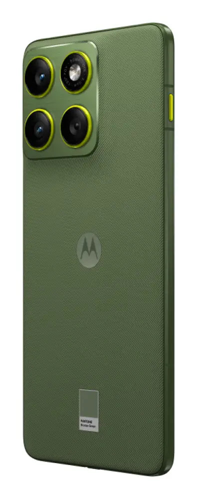 Teléfono Motorola Edge 70 en verde con pantalla de 6.7", doble SIM, 12 GB RAM, 512 GB almacenamiento y batería de 4800 mAh.