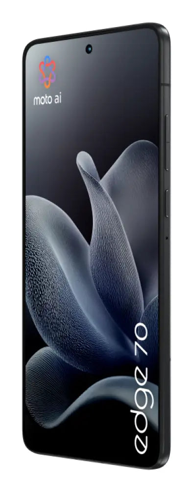 Teléfono inteligente Motorola Edge 70 en gris con pantalla de 6.7", 12 GB RAM, 512 GB, 5G y batería de 4800 mAh.