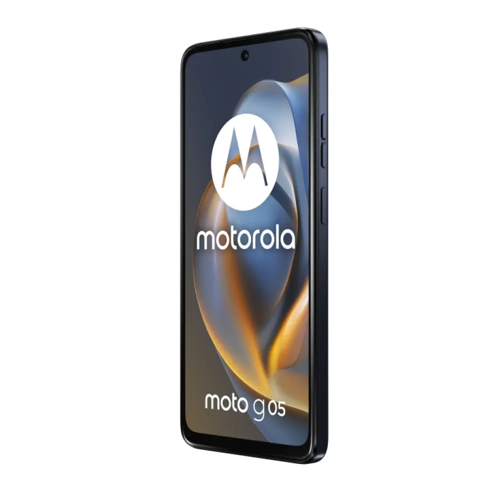 Teléfono inteligente Motorola moto g05 en color azul con pantalla de 6.67", doble SIM, 4 GB RAM, 256 GB y batería de 5200 mAh
